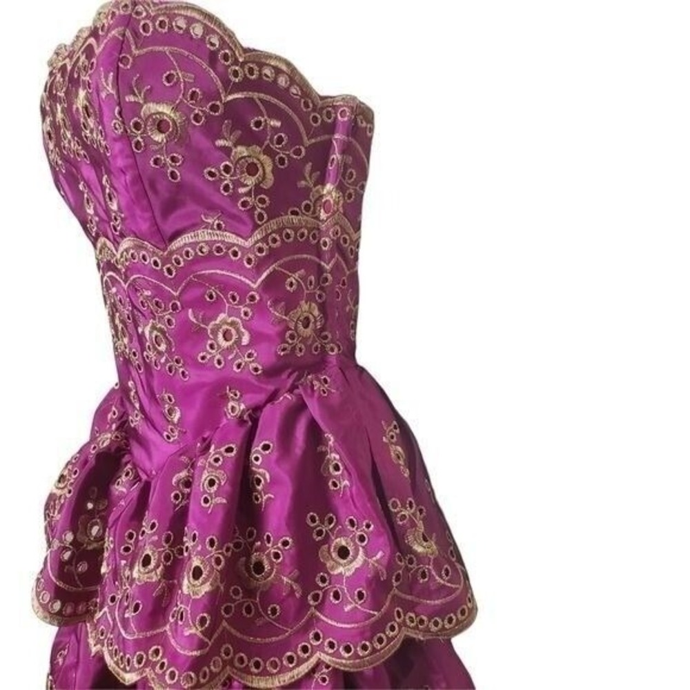 Betsey Johnson Womens Y2K Fairy Tiered Embroidered Halter Dress 2 Magenta NEW - Picture 10 of 16